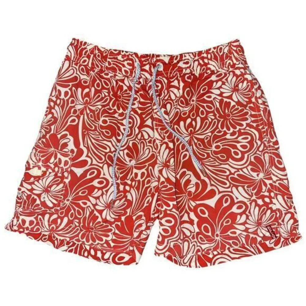 Tommy Bahama Relax Men’s Size M Red White Hawaiian Swim Trunks Shorts